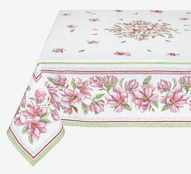 French Jacquard Tablecloth DECO (Magnolia. pink) - Click Image to Close